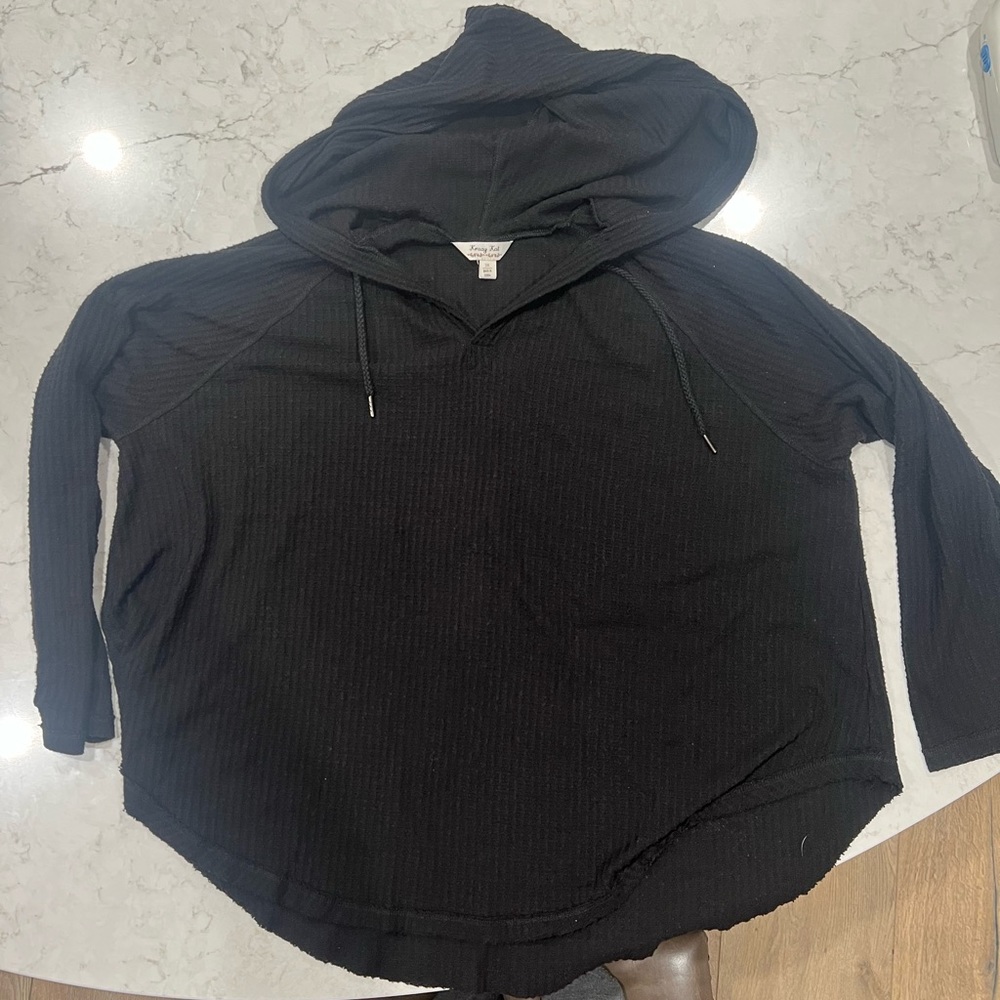 Black waffle material hoodie